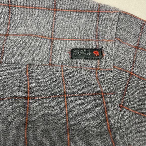 Mountain Hardwear Mens Gray Orange Grid Flannel Button Down Shirt Large L/G - Picture 7 of 7